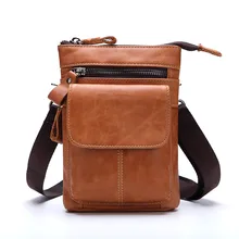 Nesitu винтажная Мужская поясная сумка из натуральной кожи для телефона маленькие сумки через плечо сумка на пояс коричневая# M8123