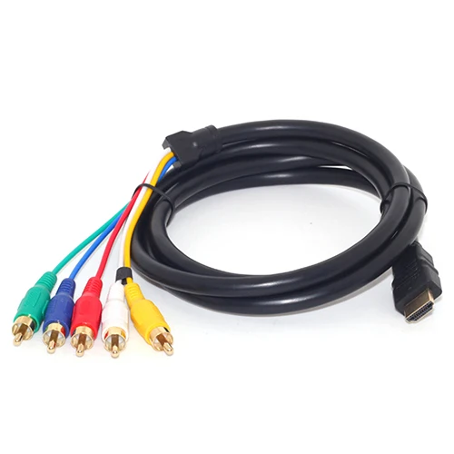 5Ft HDMI Male to 5-RCA RGB Audio Video AV Component Convert Cable Gold Plated 7BD3