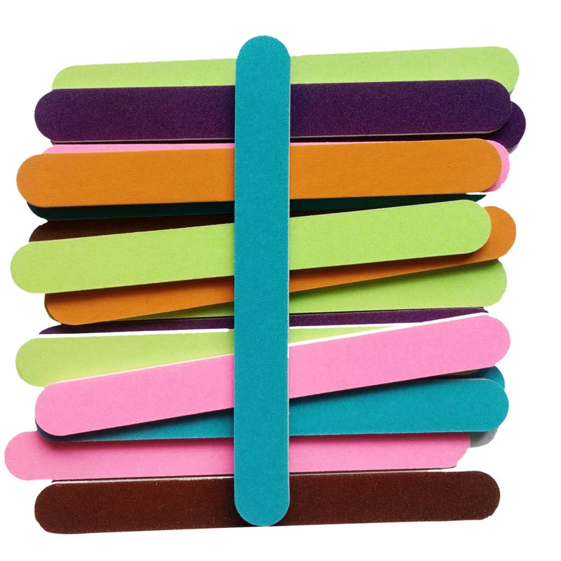 

50PCS/LOT 180/180 Sandpaper Nail File Nail Art Sanding Buffing Straight Double Side Nail Buffer Manicure Tools Set