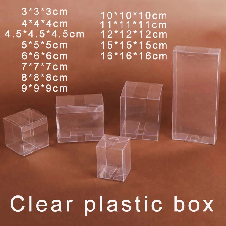 

50pcs/lot Square Plastic Clear PVC Boxes 9 Sizes Transparent Small Gift Box Plastic Clear Packaging Box For Mug Souvenir 6.14