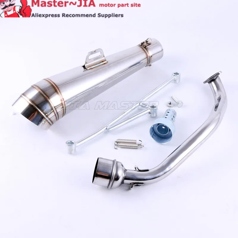 MMG Exhaust Muffler For GY6 125cc 150cc Scooters – Aluminum Body, Silver Finish – Replacement Exhaust System