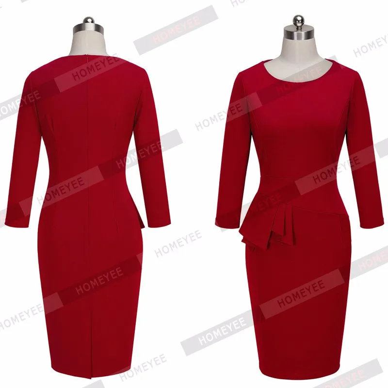 Осенне-зимнее женское платье с рукавом три четверти, женское платье для работы, облегающее платье-карандаш для девушек, официальное деловое офисное платье B228