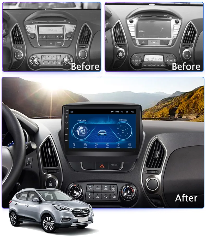 " супер тонкий сенсорный экран Android 8,1 радио gps навигация для HYUNDAI Tucson IX35 2011 стерео Мультимедиа с Bluetooth