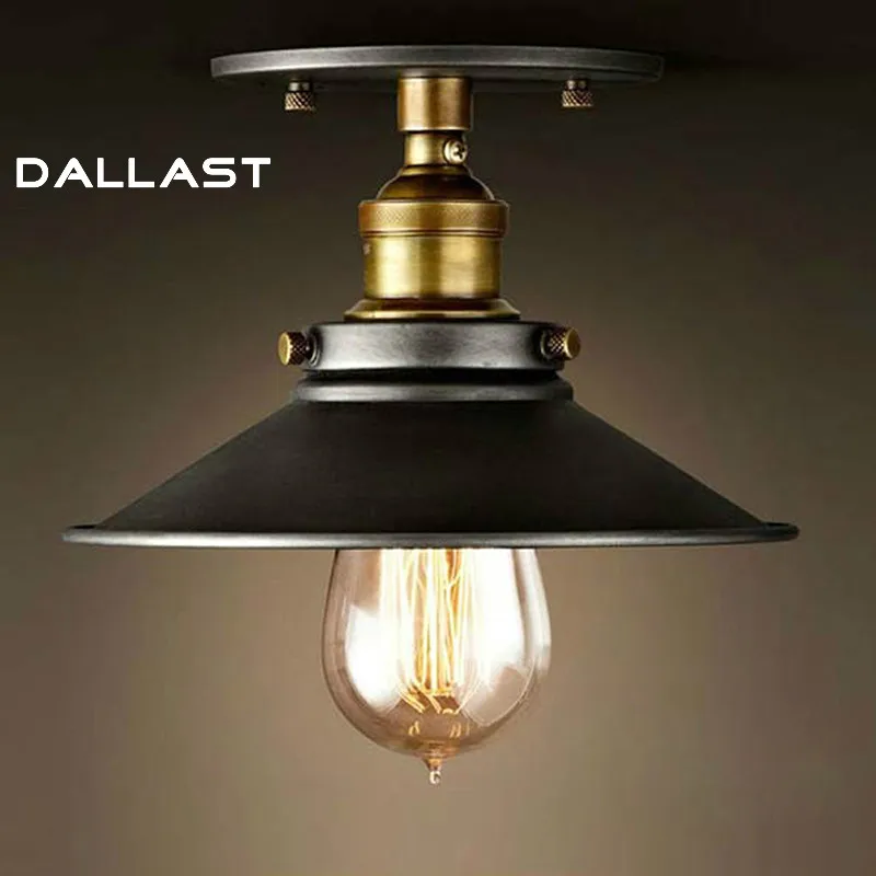 

LED Ceiling Lamp Lights Loft Vintage Round Retro Industrial Design Edison Bulb Antique Lampshade Lighting Fixture DALLAST