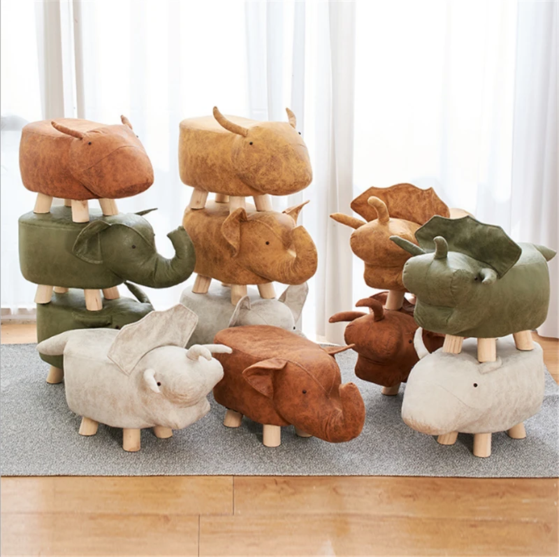 

40*32*36cm Animal Cartoon Wooden Chair Living Room Furniture Dining Step Stools Conference Office Ottomans Sofa