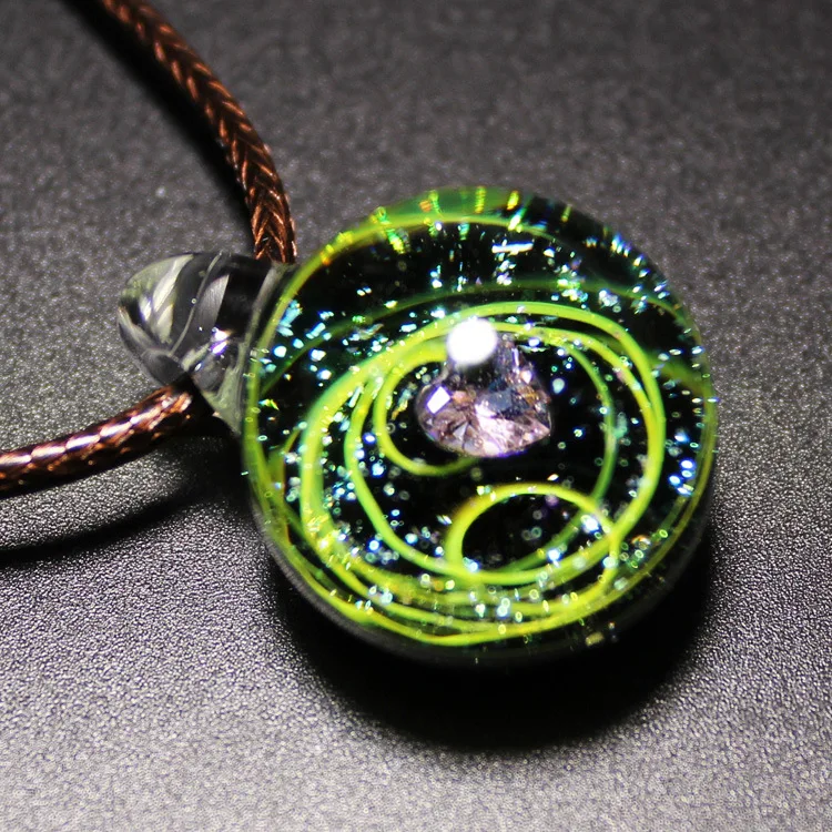 Ожерелье-чокер в виде сердца, Вселенная, стеклянная бусина, планеты, подвеска, ожерелье, галактика, веревка, цепь, солнечная система, дизайнерское ожерелье для женщин, подарок на день рождения - Окраска металла: 13