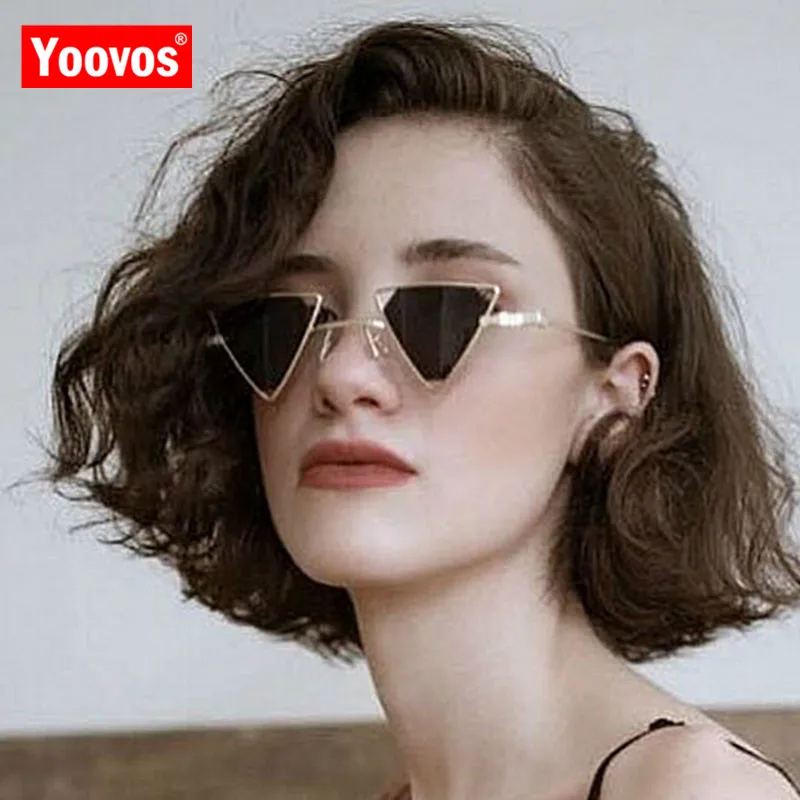 Yoovos 2019 Новые солнцезащитные очки в стиле панк Женские Треугольные новые