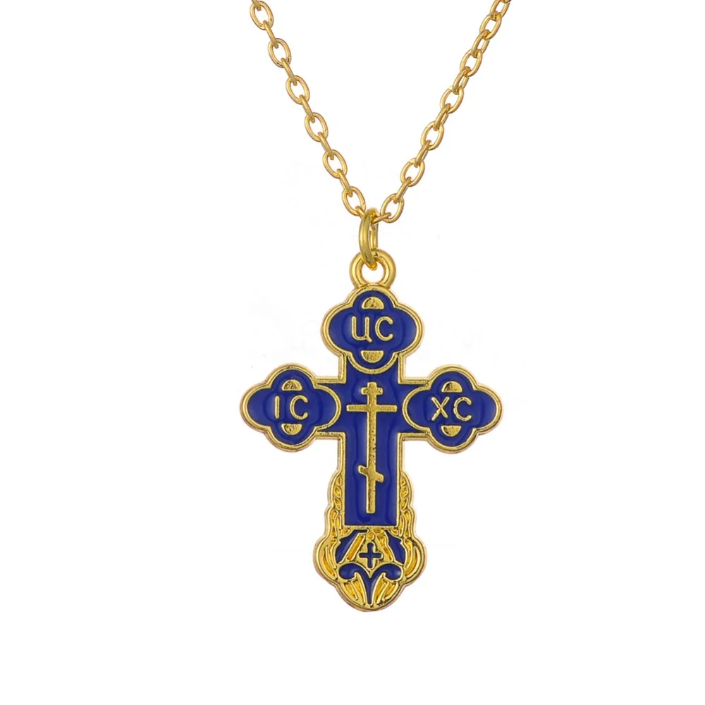 EUEAVAN 5 шт. религиозные 6 цветов эмалевый христианский крест кулон ожерелье