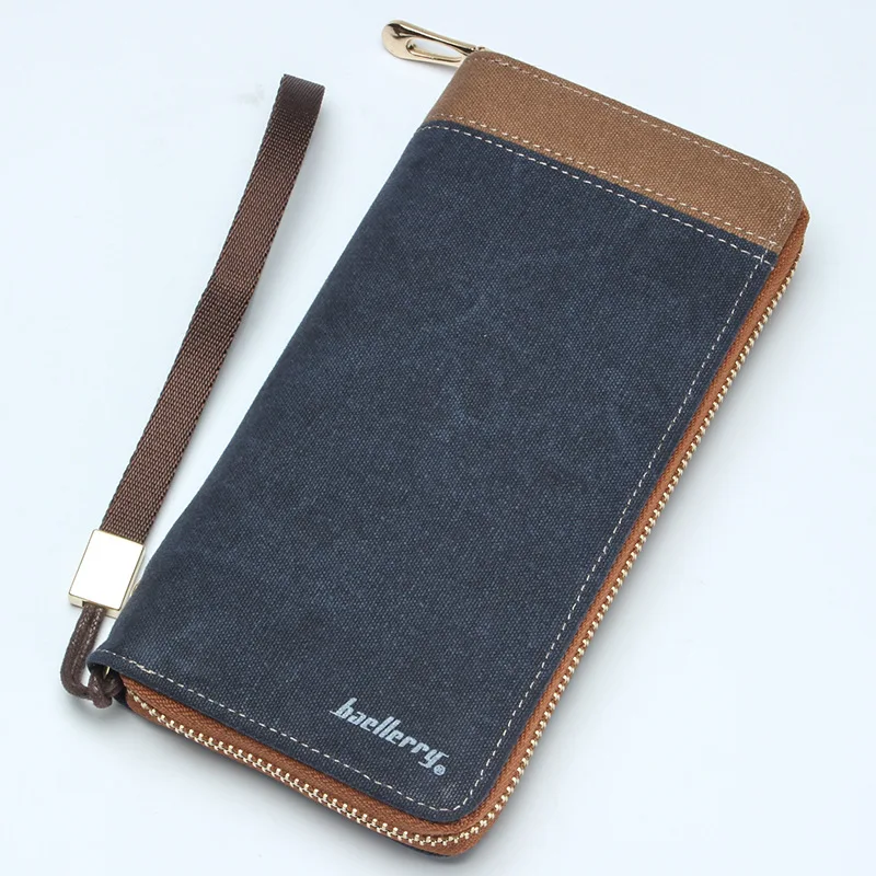 

2016 Mens' Canvas Zipper Wallet Men Clutch Hand Bag Card Holder Multi Pockets Card Purse Male Design Brand Purses Men Purse s663
