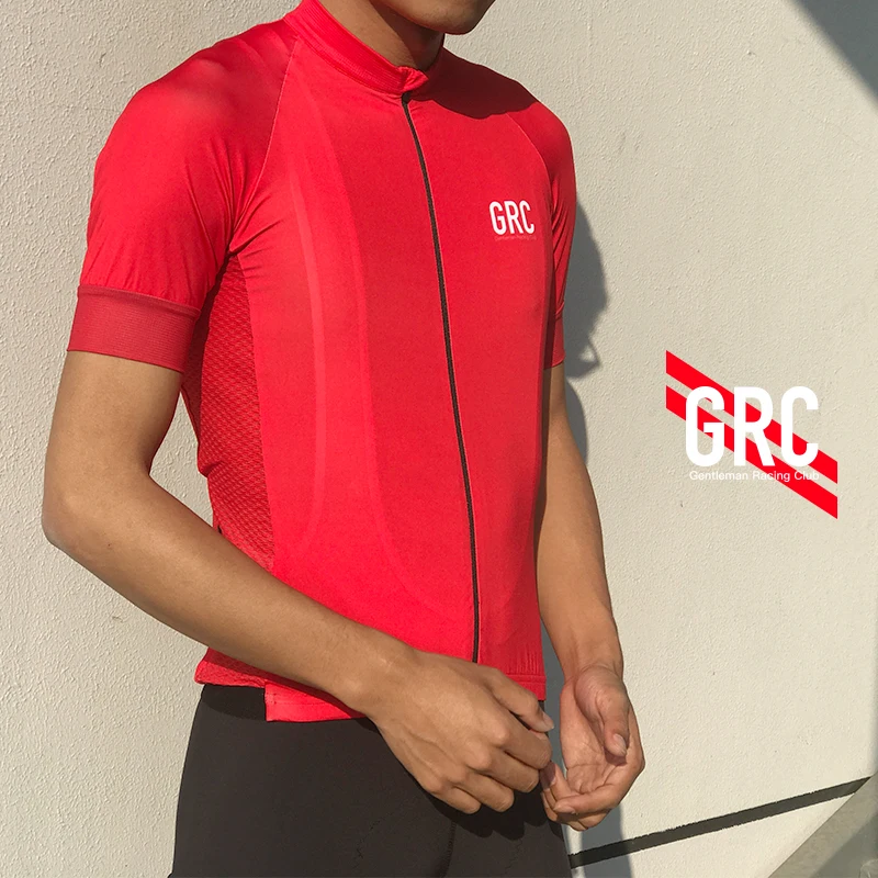 GRC 2017 Men's New Red Cycling Jersey Shortsleeve Breathable Long