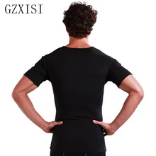 Мужская термальная формирователь тела рубашка для коррекции фигуры сжатие пота тонкая рубашка Неопреновая Талия тренажер дышащая тонкая футболка с v-образным вырезом