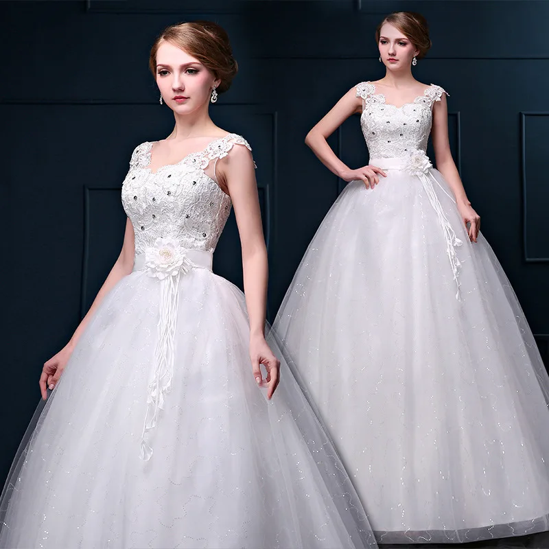 Aliexpress Hot Selling New Bride Wedding Dresses. Tube top waist thin lace ball Wedding Gowns. Appliques Bride Dresses.