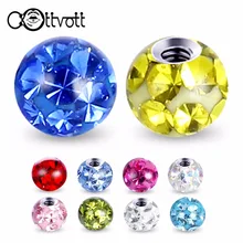 2 шт./лот, 4 мм, 316L, нержавеющая сталь, эпоксидный кристалл, резьбовые шарики для пирсинга, ювелирные изделия, части 16 г, губы, брови, серьги, кольца для ушей, PL12