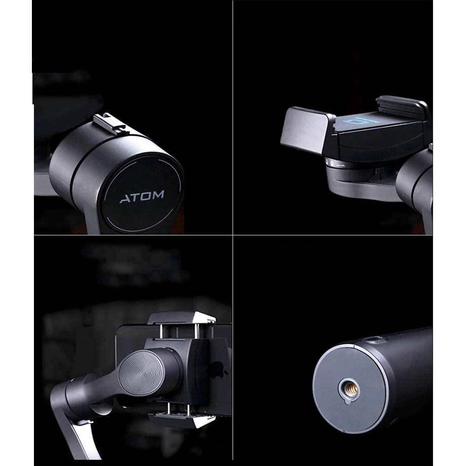 Atom 3-Axis Foldable Pocket-Sized Handheld Gimbal Selfie phone Stabilizer for iPhone Samsung GoPro&Wireless Charging PK Smooth 4-16