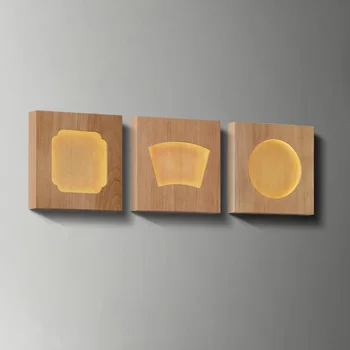 

DOXA Wood Modern Wall Lamp LED Creative Square Wall Sconce Home Lighting Fixtures Fashion Bedroom Stair Light Fixtures Lamps