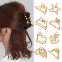 Las mujeres aleación simple hueco de la garra del pelo de pelo geométrico Clips pelo titular cangrejo Bun Maker Vintage herramientas de maquillaje accesorios para el cabello