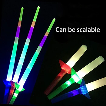 

2pcs LED Glow Stick Sword Four Section Adjustable Extendable Flashing Sticks Concerts Toy Party Glow Wand Weapon,Night flash