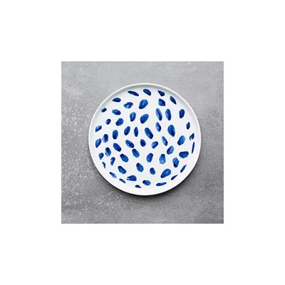 8 дюймов 10 дюймов керамические блюда и тарелки в-глазированные украшения точки линии печатных фарфоровые круглые простой европейский стиль для завтрака - Цвет: E 10 Inch