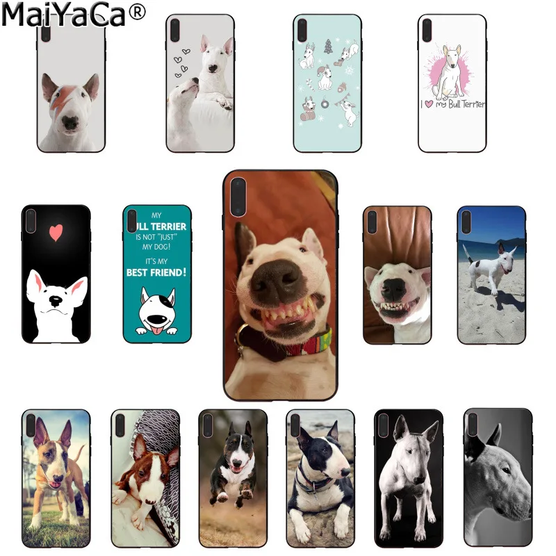 

MaiYaCa bullterrier bull terrier dog puppies TPU Soft Silicone Black Phone Case for iPhone X XS MAX 6 6S 7 7plus 8 8Plus 5 5S XR