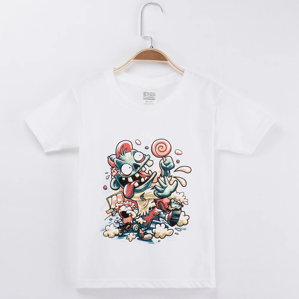 

Summer Children Clothing Zombie T Shirt Top Cotton White Boys T-shirt Kids Clothes Girls Tops Boy Clothes Child Tee Top Shirts