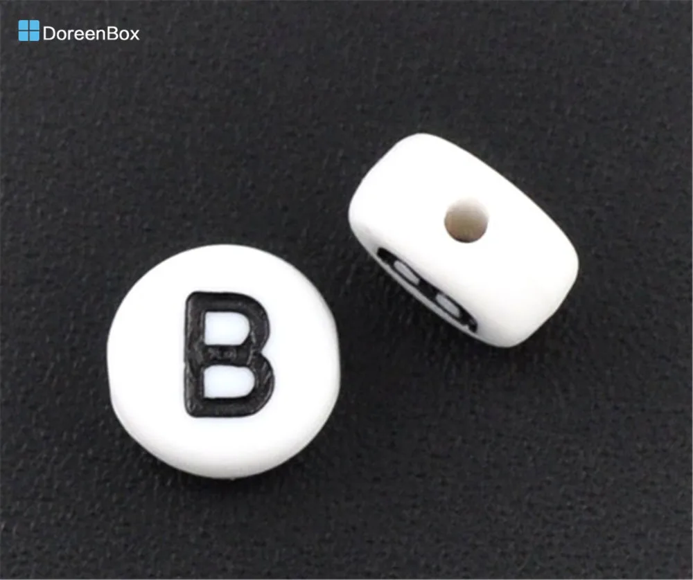 

Doreen Box hot- 500Pcs Acrylic Alphabet/Letter "B" Flat Round Spacer Beads 7mm(B08329)