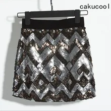 Cakucool/Женская мини-юбка с блестками в стиле ретро Винтажное с отделкой бусинами, юбка-карандаш с высокой талией, роскошные шикарные Облегающие юбки
