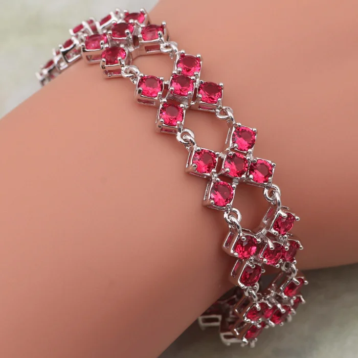 

Fine jewelry new 2015 Exclusive White Gold Ruby Bracelets & bangles Red Cubic Zirconia stone fashion jewelry B347