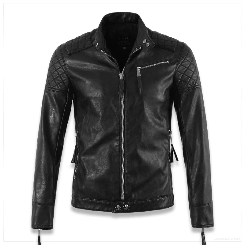  Chaud Haute qualité nouveau printemps mode en cuir vestes hommes hommes en cuir veste marque moto e