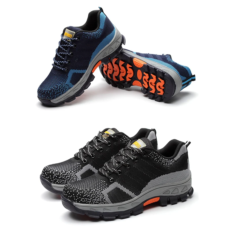 

Man Sneakers 2019 Spring Summer Work Shoes Men Fahion Mesh Breathable Steel Toe Casual Boots Labor Insurance Mens Safety Shoe