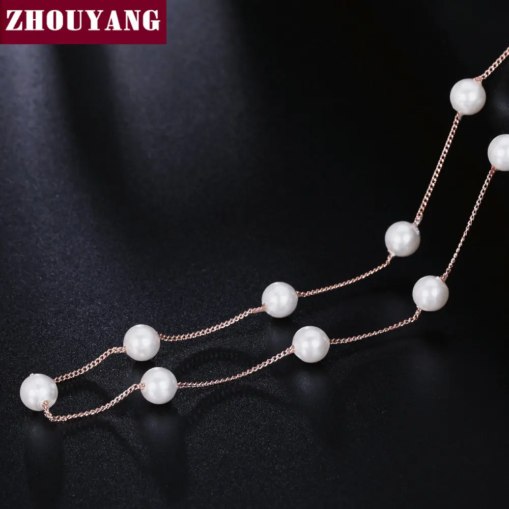 Высокое качество леди имитация жемчуга розовое золото цвет ожерелье в виде цепи, ювелирные изделия ZYN251 ZYN461 ZYN589