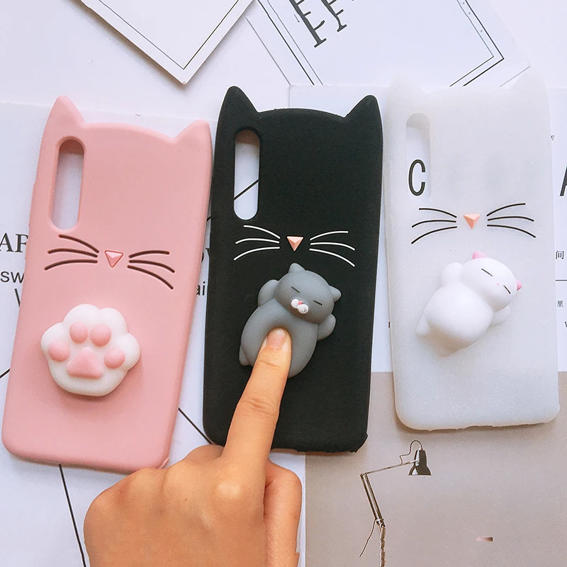 

Cute 3D squishy Cat Case For Huawei p8 p9 p10 P20 lite plus silicone case for Huawei p20 Pro Y5 Y6 2018 Anti-fall phone cover