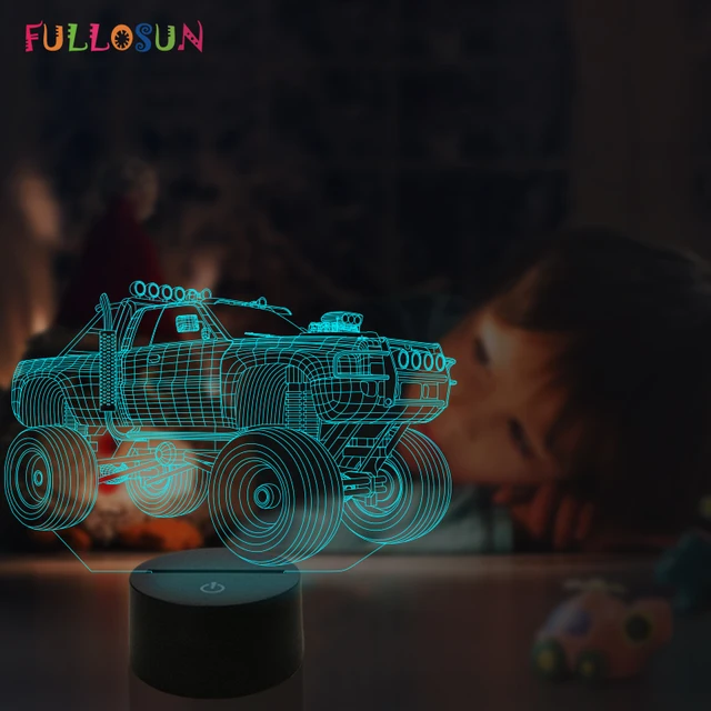 Night Light 3D Mixer Truck Car Model Projector Lamp USB Battery Dual Power Lamp 7 Color LED Lights Bedroom Decora Novelty Light