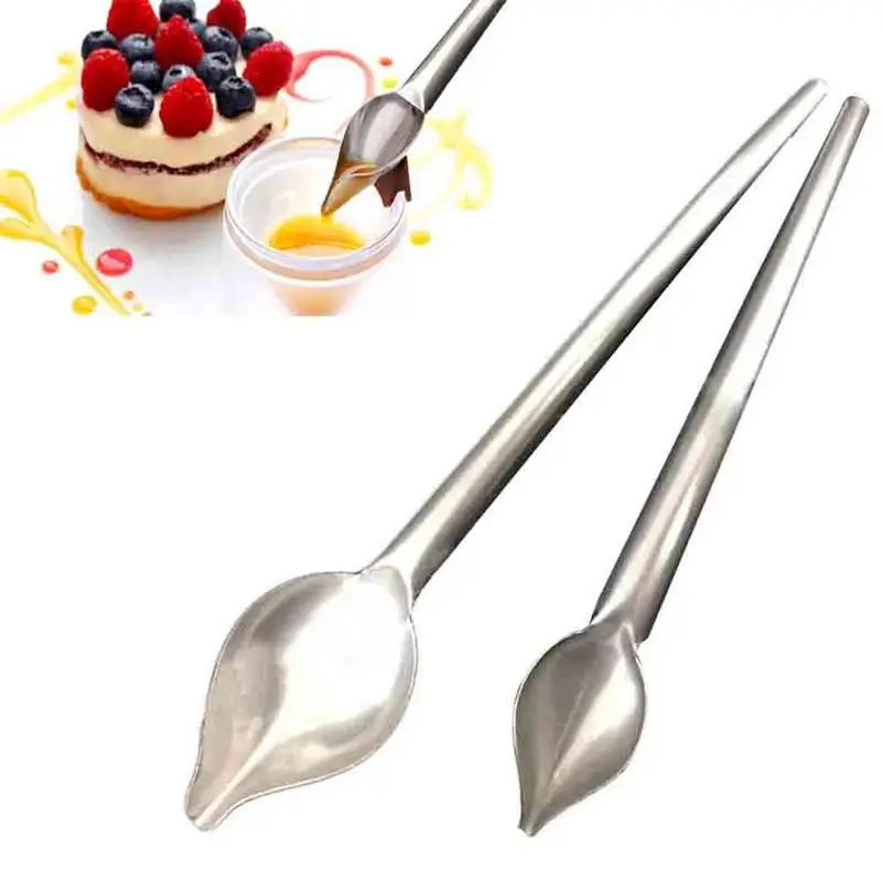 

1pc Sliver Decorative Spoon Decorate Food Draw Tool Sauce Dressing Plate Dessert Bakeware Cake Spoons Kitchen Coffee Accessories