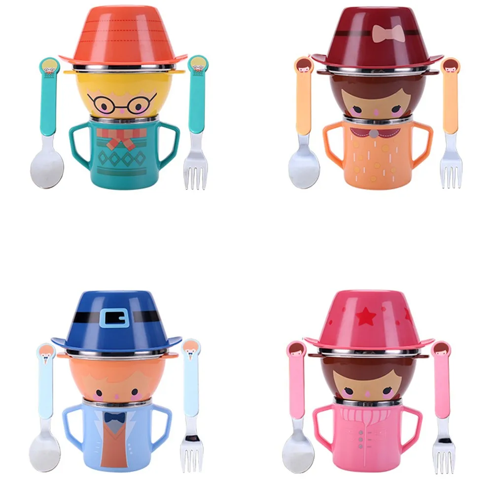 Mambobaby 5 шт. детские блюда чаша чашки тарелки наборы милый мультфильм кормления столовая посуда для малышей Дети столовая посуда набор