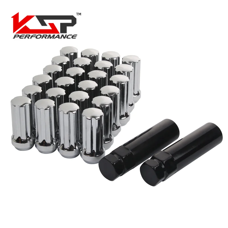 KSP 24pc Chrome 14x1.5 Closed End Duplex XL Spline Lug Nuts with 2 Keys