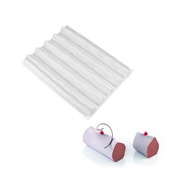 

DINIWELL 5 Cavity Long Strips Ripple Silicone Bread Mold For Chocolate Cakes Brownie Mousse Baking Mould Dessert Bakeware Tools