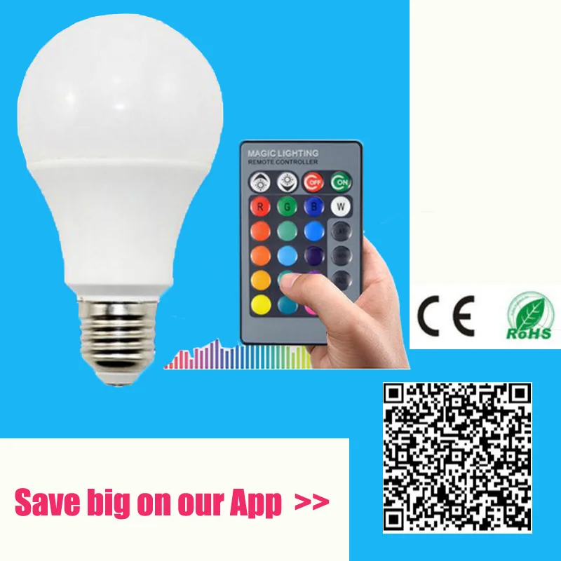 

RGB Led Spot light Bulb E27 7w 16colors changing with 24Keys Remote Controller rgb LED lamp 270 Degree Lampada led