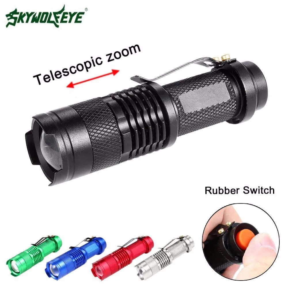 Портативный светодиодный фонарик 3 режима ZOOM 7W 2000LM Lanterna AA 14500 батарея 5 видов