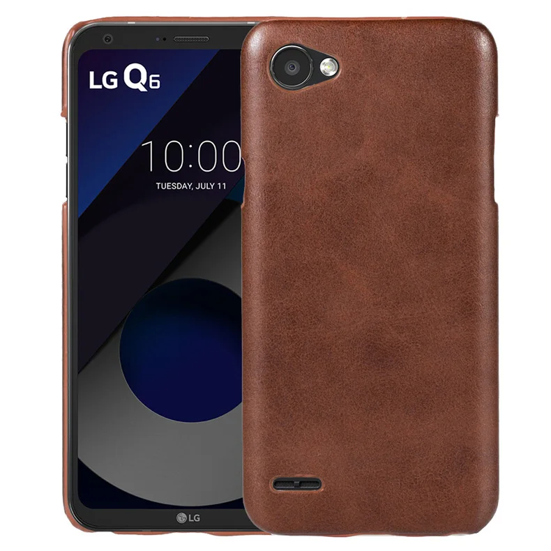 100 шт./лот ; Роскошные кожа придерживаться жесткий чехол для LG Q6