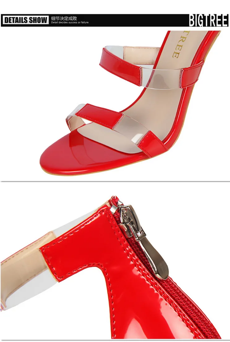 Новые женские сандалии пикантные прозрачные босоножки из искусственной кожи с открытым носком модная обувь на высоком каблуке с молнией сзади женские летние сандалии с вырезами