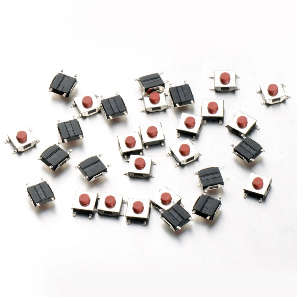 

New Arrival 100pcs/Lot SMD Tactile Pushbutton Key Switch Momentary Tact 4 Pins 6*6*2.5mm VE134re P20