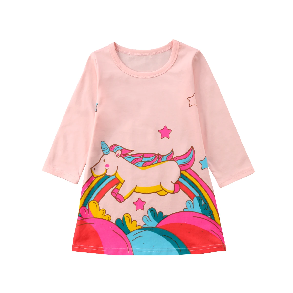 

1-5Y Cartoon Unicorn Dress Long Sleeve Dress For Girls 2018 Children Princess Dress Animal Pattern Costume Kid Dresses Tunic