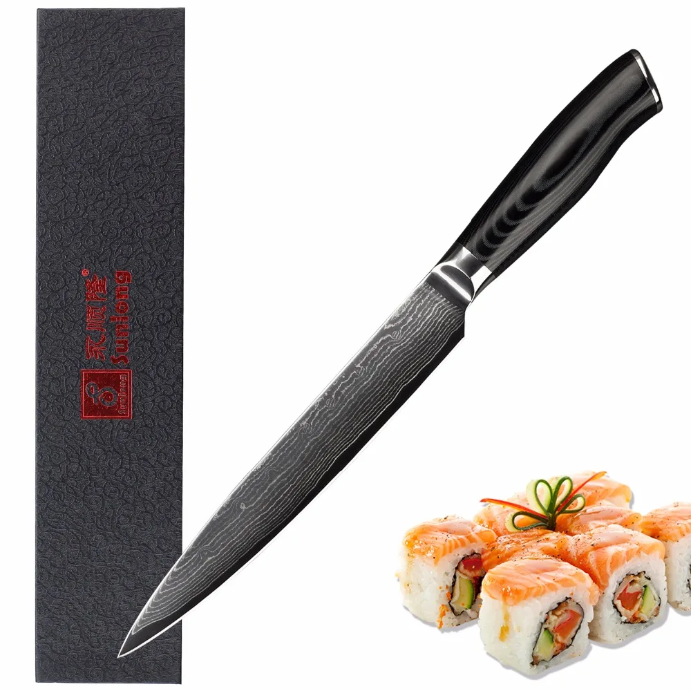 

Sunlong 8 inch slicing knife Cooking Tools VG10 Damascus Steel Kitchen Knives 67 Layers slicing knife pattern steel Cleaver