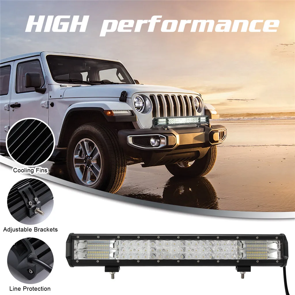 

New 20Inch 10-30V DC 288W 6000K 3-Row LED Work Light Bar Pods Flush Mount Combo Driving Lamp Bar IP67 Waterproof