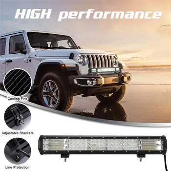 

off road led led bar offroad New 20Inch 288W 3-Row LED Work Light Bar Pods Flush Mount Combo Driving Lamp Bar barra led auto