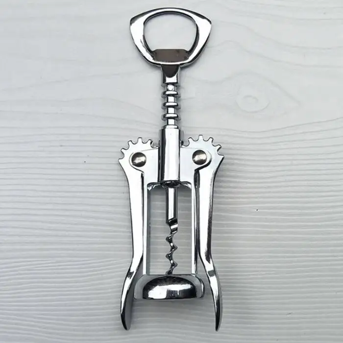 Economical 2 in 1 Corkscrew Wine Bottle Opener Manual Wine Cork Beer Cap Remover Kit for Bar Home ds99