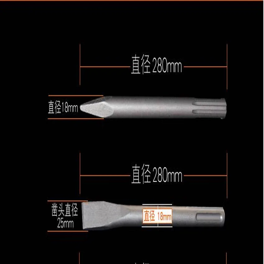 Free shipping high quality 2PCS SDS-MAX 1pc sharp point&1pc flat head electric Hammer chisels for concrete/brick/wall slotting