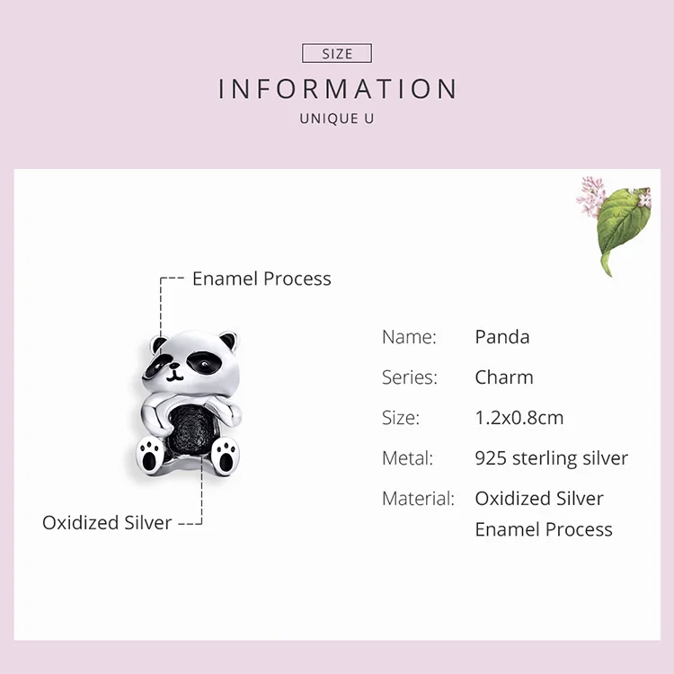 BAMOER Panda Hug металлические бусины для женщин Изготовление ювелирных изделий 925 пробы серебряные подвески в виде животных подходят для 3 мм Серебряный браслет SCC1175