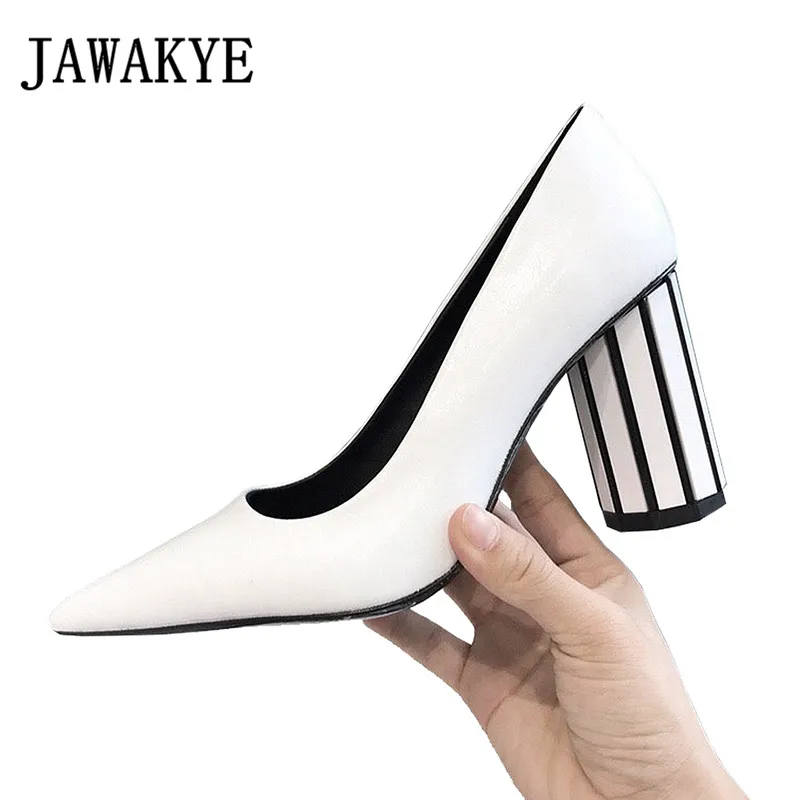 white heels with square toe