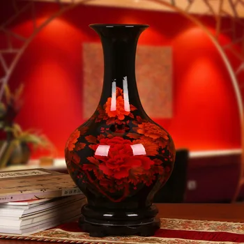 

Jingdezhen ceramics high-grade crystal glaze Black Vase Vase Decoration of modern living room decoration crafts Home Furnishing